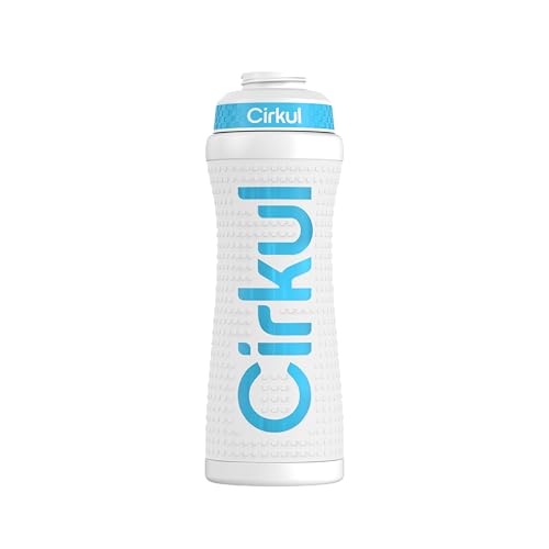 Cirkul 22oz. White Grip Stainless Steel Water Bottle & Sport Lid, Durable, Insulated, Protective Grip, Leakproof & Heavy Duty
