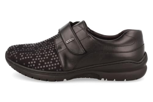 dtorres - Zapato Señora Negro - Cuzco - Calzado Ortopédico Fabricado en España con Piel y Licra Elástica - Ajuste con Velcro - Cómodos y Amplios - Tallas 43