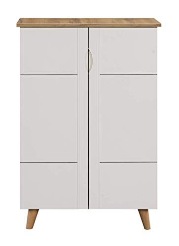 Image of DeckUp Plank Alvo 2-Door Engineered Wood Shoe Rack (Wotan Oak and White. Matte Finish)