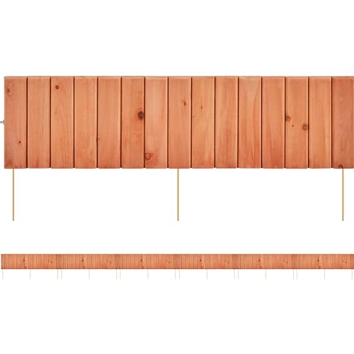 Yaheetech Garden Edging Border, Landscape Fence Easy to Install, No Fading Planter Fencing for Yard, Flower Bed, Lawns, Pathway, Tree, Brown, 6pcs-178in