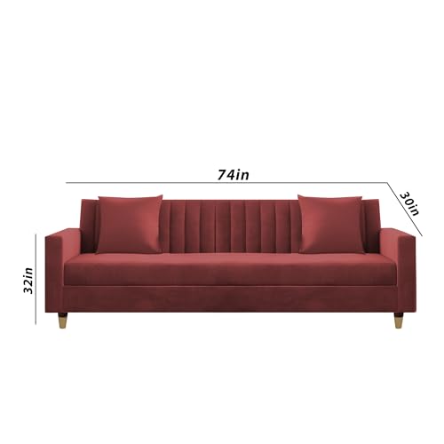 Image of Casaliving Garcia 3 Seater Sofa Set for Living Room (Maroon Colour) Premium Fabric Sofa