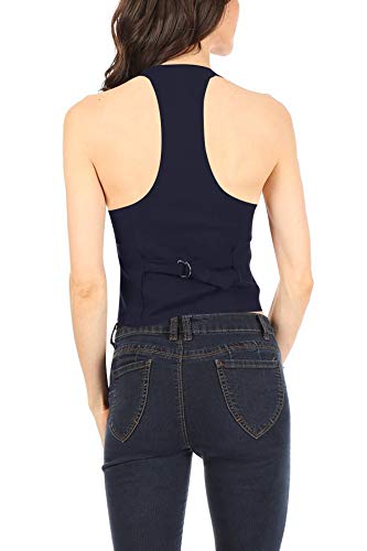 FashionJOA Women's Dressy Casual Versatile Racerback Vest Tuxedo Suit Waistcoat3