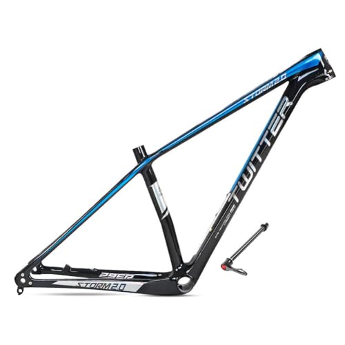 ZFF Cuadro De Fibra De Carbono 15''/17''/19'' Marco MTB Eje Pasante 12 * 142mm Freno De Disco 27.5 29er Cuadro BTT/XC Enrutamiento Interno (Color : Black Blue, Size : 19'')