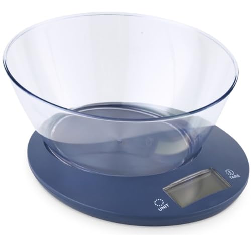 Bilancia da cucina 5kg digitale con ciotola pesatura elettronica 1 gr precisa per pesare dolci farina impasti dieta (BLU)