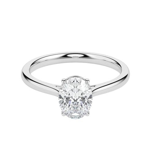 Image of 1 Carat Oval Solitaire Moissanite Ring for Women & Girls | 925 Sterling Silver with 18K Gold Plating | Engagement, Wedding, Anniversary, Birthday, Diwali Gift | Everyday & Office Wear Jewelry