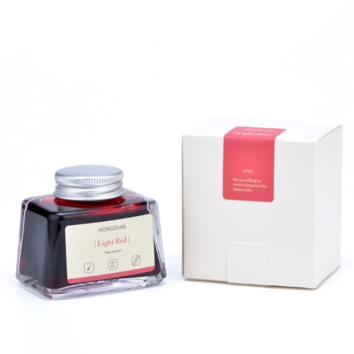 Image of Hongdian Fountain Pen Bottled Ink Light Red Color, 60ml Non Carbon Inkwell Bottle, Artist Calligraphy Ink