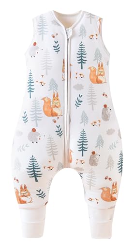 Chilsuessy 2er Pack Baby Schlafsack mit Beinen 15 Tog 100% Baumwolle Eichhörnchen + Waldbär 70cm – Bild 6