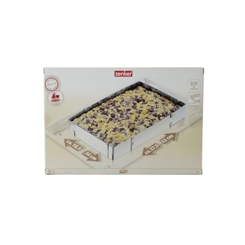 Zenker 'Patisserie' Backrahmen ausziehbar – Flexibel verstellbarer Tortenrahmen, Edelstahl, Spülmaschinenfest, Made in Germany, Silber