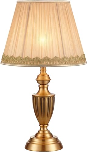 SDRFQQO Brass Gold Table Lamp 22.8" Strip Pattern Modern Table