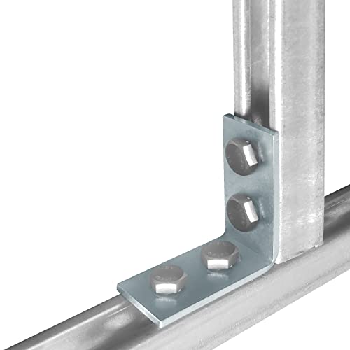 heneng 6 Pcs 4 Hole L Shaped Connector Bracket for 1-5/8" Strut Channel, 90 Degree Angle Fitting, 3/16" Thick