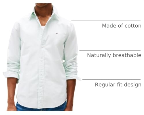 Image of Tommy Hilfiger Men's Long Sleeve Oxford Shirts in Regular Fit, Men's Button Down Shirts, Also Available in Big and Tall