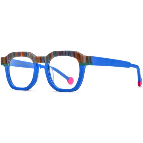 Image of HEPIDEM Multicolor Acetate Glasses Frame Women,Oversize Round Optical Eyeglasses