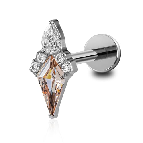 FINE4U Piercing Jewelry Stud for Conch Helix Lobe 16G 6mm