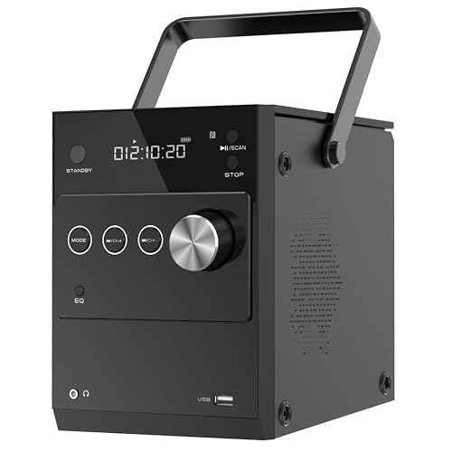 Portable Stereo System CD Player Boombox | 20W Clear Stereo Sound | FM Radio/Bluetooth/USB/AUX Input | 3.5mm MIC & Headphone Port | Rechargeable Battery for Outside | Remote Control(Black) Portable Stereo System CD Player Boombox | 20W Clear Stereo Sound | FM Radio/Bluetooth/USB/AUX Input | 3.5mm MIC & Headphone Port | Rechargeable Battery for Outside | Remote Control(Black)