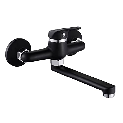 Grifo de pared monomando negro QYYZTQY con caño giratorio para fregadero y cocina