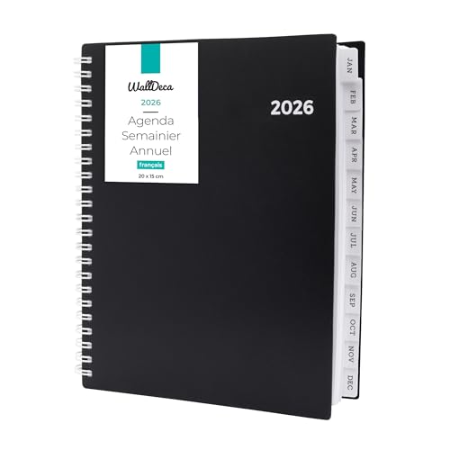 WallDeca Agenda Journalier 2026, Planner 2026 Scolaire et Familial, Semainier et Planificateur Hebdomadaire Mensuel, Agenda Professionnel à Spirale pour Fille et...
