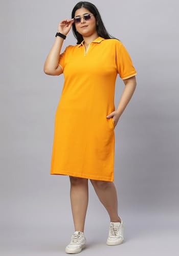 Image of Wear Your Opinion Women's Plus Size Soft PQ Polo Collar Neck Tipped Tshirt Dress