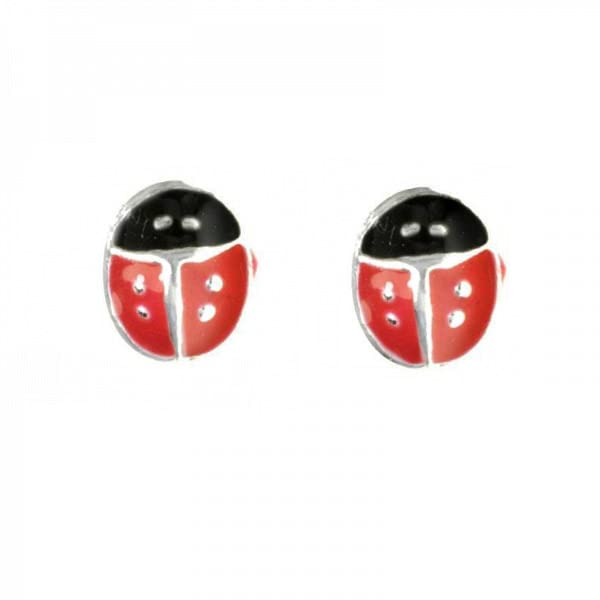 HandmadePendientes Mariquita Plata de Ley - Pendientes infantiles para niña