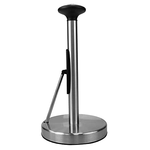 Michael Graves Design Easy Tear Tension Arm Freestanding Stainless Steel Paper Towel Holder, Silver, 7.25" x 7.25" x 14" (MG51628) Michael Graves Design Easy Tear Tension Arm Freestanding Stainless Steel Paper Towel Holder, Silver, 7.25" x 7.25" x 14" (MG51628)