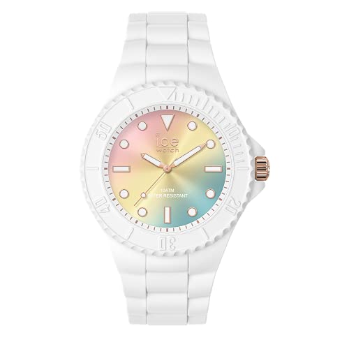ICE-WATCH - Ice Generation Sunset Rainbow - Montre Blanche pour Femme avec Bracelet en Silicone - 019153 (Medium)