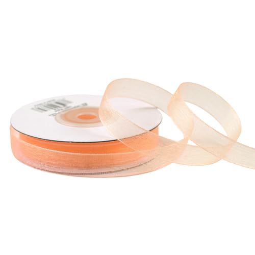 Organzaband 12mm x 25m Rolle - FARBAUSWAHL in 3/6/12/25/38mm - transparent, farbecht & waschbar - Schleifenband für Hochzeit - Geschenkband zum Verpacken Dekorieren Basteln - Apricot 714 Organzaband 12mm x 25m Rolle - FARBAUSWAHL in 3/6/12/25/38mm - transparent, farbecht & waschbar - Schleifenband für Hochzeit - Geschenkband zum Verpacken Dekorieren Basteln - Apricot 714