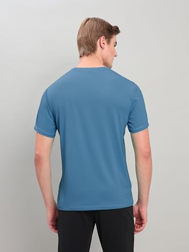 Image of TECHNOSPORT Men's Slim Fit Polyester Activewear Sports T-Shirt with Moisture-Wicking Comfort for Workout, Running & Gym