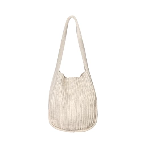 Image of Women's Crocheted Crossbody Tote Hobo Bag, Knitted Shoulder Handbag, Aesthetic Handmade Cute Purse, Knit Crochet Bag