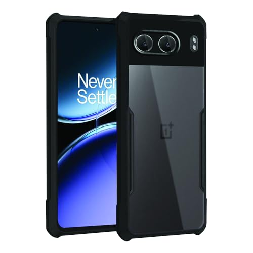 Image of Amazon Brand - Solimo Shockproof Crystal Clear Back Cover Case for OnePlus Nord 4 5G | 360 Degree Protection | Transparent Back Cover Case for OnePlus Nord 4 5G (PC & TPU, Black Bumper)