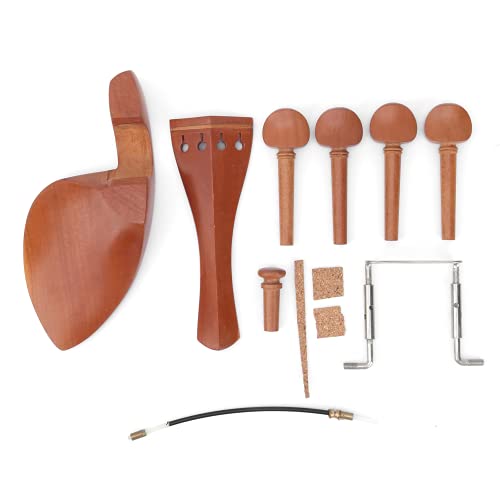 Accessoires de violon, kit de pièces de violon léger Jujube Wood avec cordier ChinRest, embout et plus pour guitare 4/4