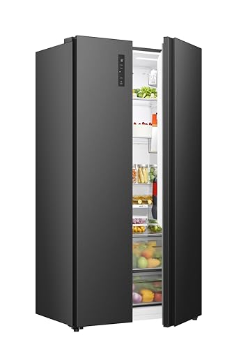 Hisense RS3P558NEFE Kühl-Gefrierkombination/Freistehend/ 544L Gesamtvolumen/ 39dB/ EEK: E/Total No Frost/SuperCool/Big Box/Temperatur Sensor/XXL Türfach/(BxHxT): 91,1 × 178,6 × 61,5 cm/Schwarz