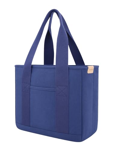 Image of TeeYee 16oz Canvas Tote Bag Casual Multi pockets Handbags Large Capacity Shopping Shoulder Bag with Pocket Bags Work Purses