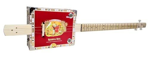 Complete DIY 3-String Fretted Cigar Box Guitar Kit with Neck - includes Acoustic/Electric Pickup