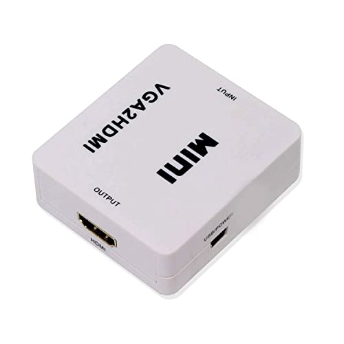 SIGNAMIO® VGA to HDMI, Mini HD 1080P Audio VGA to HDMI HD HDTV Video Converter Box Adapter VGA2HDMI for PC Laptop Display Projector (White)