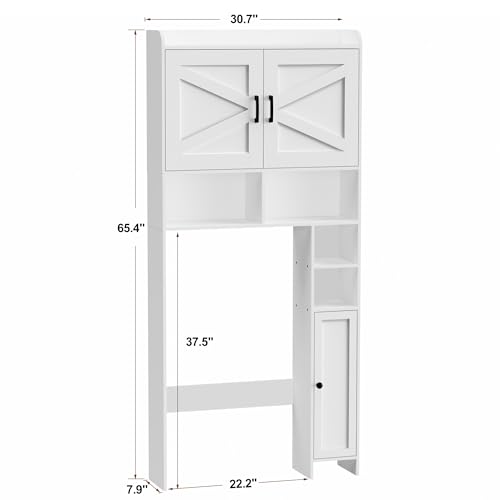 Homhedy-Wooden-Over-The-Toilet-Storage-Cabinet-with-Barn-Door-Freestanding-Bathroom-Storage-Toilet-Paper-Holder-Adjustable-ShelfSpace-Saving-Farmhouse-Style-White