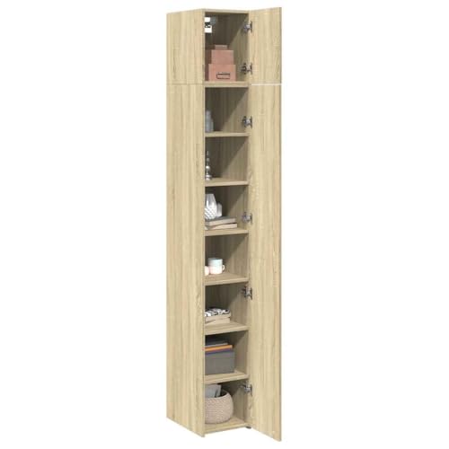 Armario alto con 8 compartimentos y montaje de puerta flexible en madera 4