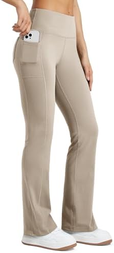 WILLIT Thermo Leggings Damen Winter Gefütterte Fleece Sporthose Yogahose Warm Sport Leggings Laufhose Bootcut Hose High Waist mit Taschen