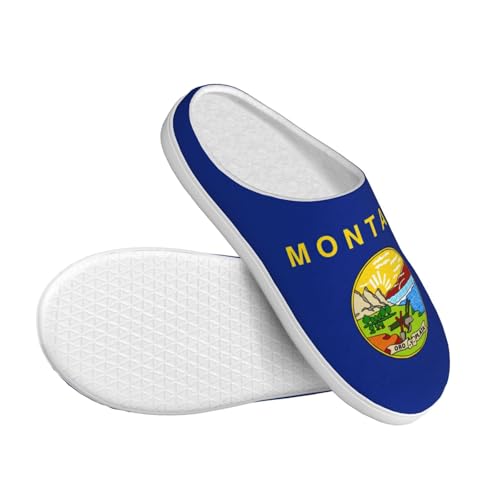 Cozy Montana State Flag print Slippers Indoor and Outdoor Fuzzy House Shoes Anti-Skid Sole Gifts for Women Indoor Scuff3