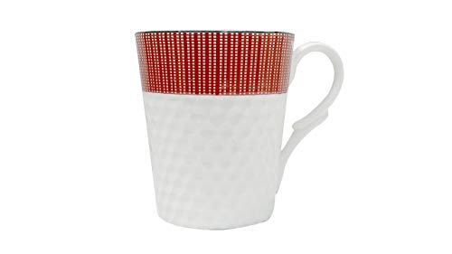 Image of U.P.C. Ceramic Coffee Mug Set of 2, Ceramic Cups for Tea, Coffee & Hot Beverages, Premium Kitchen Drinkware, Microwave & Dishwasher Safe Mugs, Home Office Cafe Use (Red -White)