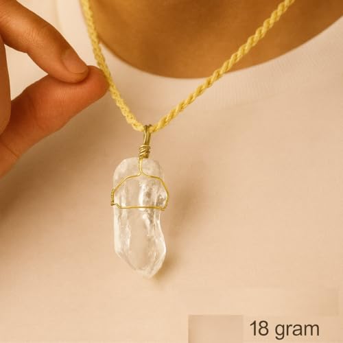 Image of Ayzal Shop Natural Clear Quartz Pendant 18g | Genuine Healing Crystal Necklace | Raw Gemstone for Reiki, Meditation & Chakra Balancing | Energy Amplifying Spiritual Jewelry Gift for Men & Women