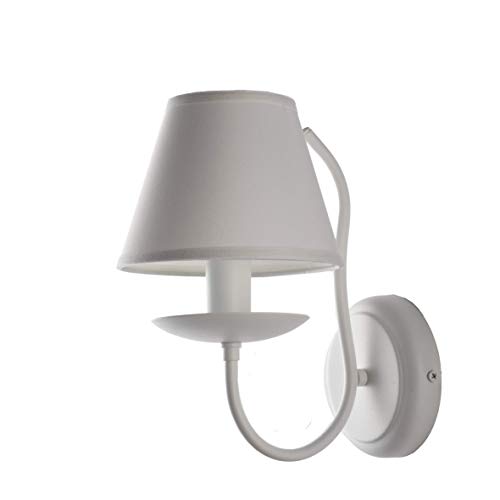 Light&More Applique 1 luce shabby bianco paralume bianco
