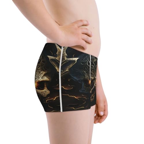 Boys' Cotton Boxer Brief Soft Underwear-Metal Evil Skull2