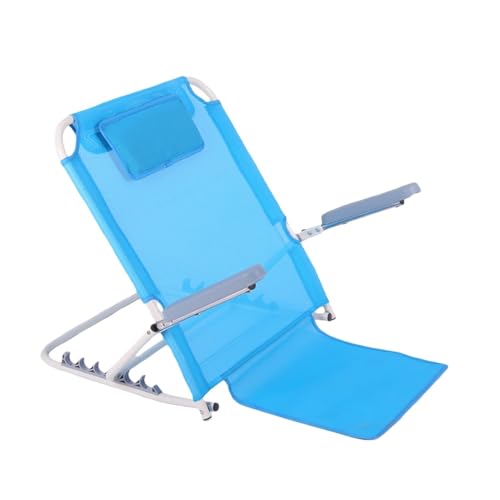 TPPT多機能 介護用 リクライニングチェア ベッド上座椅子 ベッド用背もたれ 背もたれ付きで姿勢サポート 6段階調節 肘掛け付き 介護用品 座る 折り畳み 抗褥瘡 収納に便利 高齢者用、妊婦用、介護用品 (粉体塗装鉄パイプブラケット,ライトブルー)