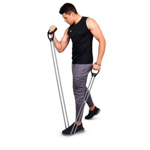 Image of SUREFIT Double Spring Tummy Trimmer, Resistance Toning Tube, Ab Roller & Push-Up Bar 4-in-1 Home Gym Combo Full Body Fitness Kit for Men & Women | Black (Maroon)
