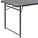 Flash Furniture Mills 4-Foot Height Adjustable Bi-Fold Dark Gray Plastic Folding Table with Carrying Handle