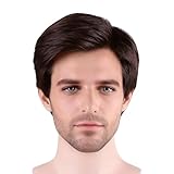 KiyaCos Fashion Adults Cowboy Cosplay Wig Short Brown Side Parted 70s 80s Men Daily Wear Cosplay Wigs