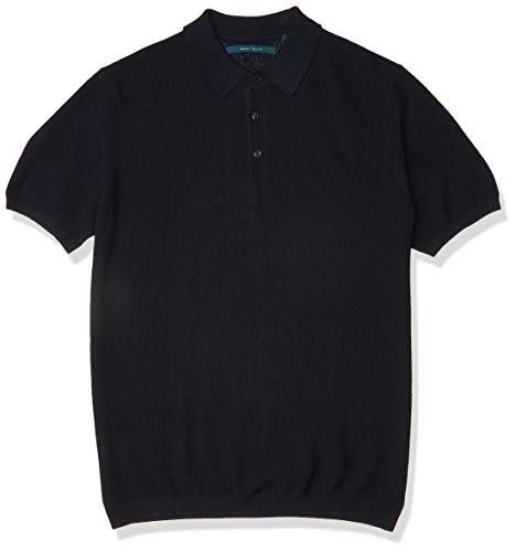 Perry Ellis Men's Color Block Open Collar Short Sleeve Polo Shirt, Dark Sapphire, Medium