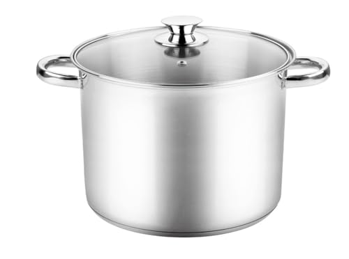 VIER Olla Recta 24x24 cm – Acero Inoxidable 18/10 Premium, Capacidad 10,8L – Fondo Difusor Inducción – Asas Robusta – Apta para Todo Tipo de Cocinas y Lavavajillas