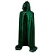 AOOWU Mittelalter Umhang Kapuzenumhang, Herren Damen Halloween Umhang mit Kapuze, Dunkelgrün Umhang, Umhang kostüm Cape Satin Erwachsene, Umhang Kostüm Mantel Halloween Weihnachten Karneval Kostüm