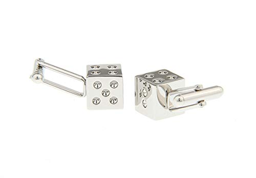 Mancuernillas Daesar Hombre Dados Zirconia Cubica Plateadas miniatura 2