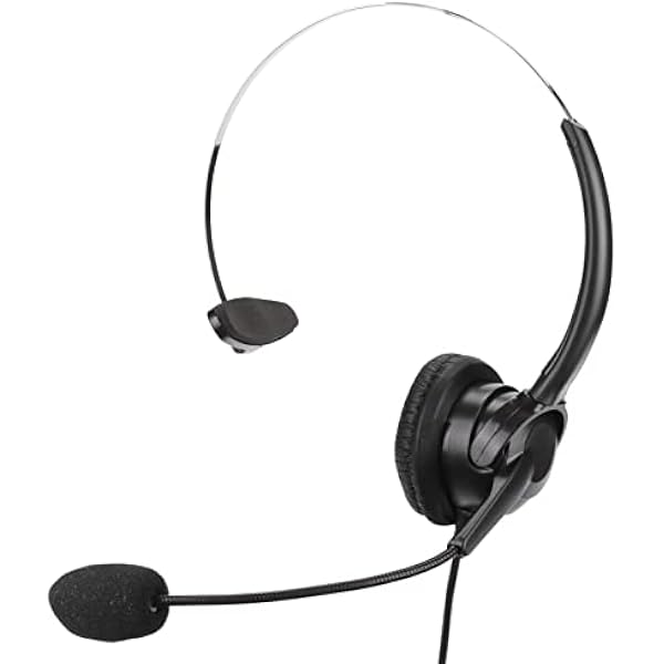 Jectse Zestaw Słuchawkowy do Call Center z redukcją Szumów, Słuchawki Telefoniczne RJ9 z Regulowanym Mikrofonem 330°, do Telefonów Stacjonarnych w Biurze domowym. Obsługa Klienta